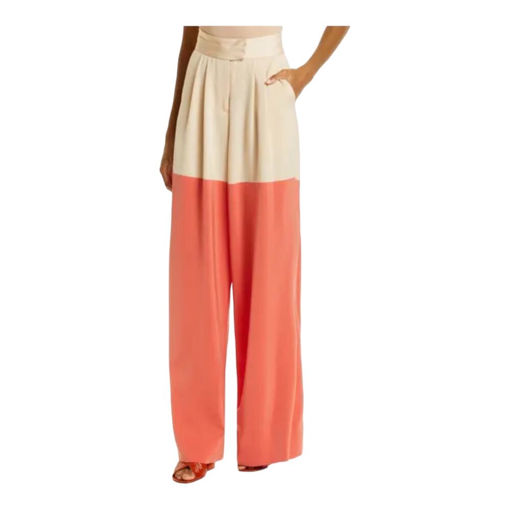 Kimberly Goldson pants Liza Satin colorblock wide leg trousers size 2